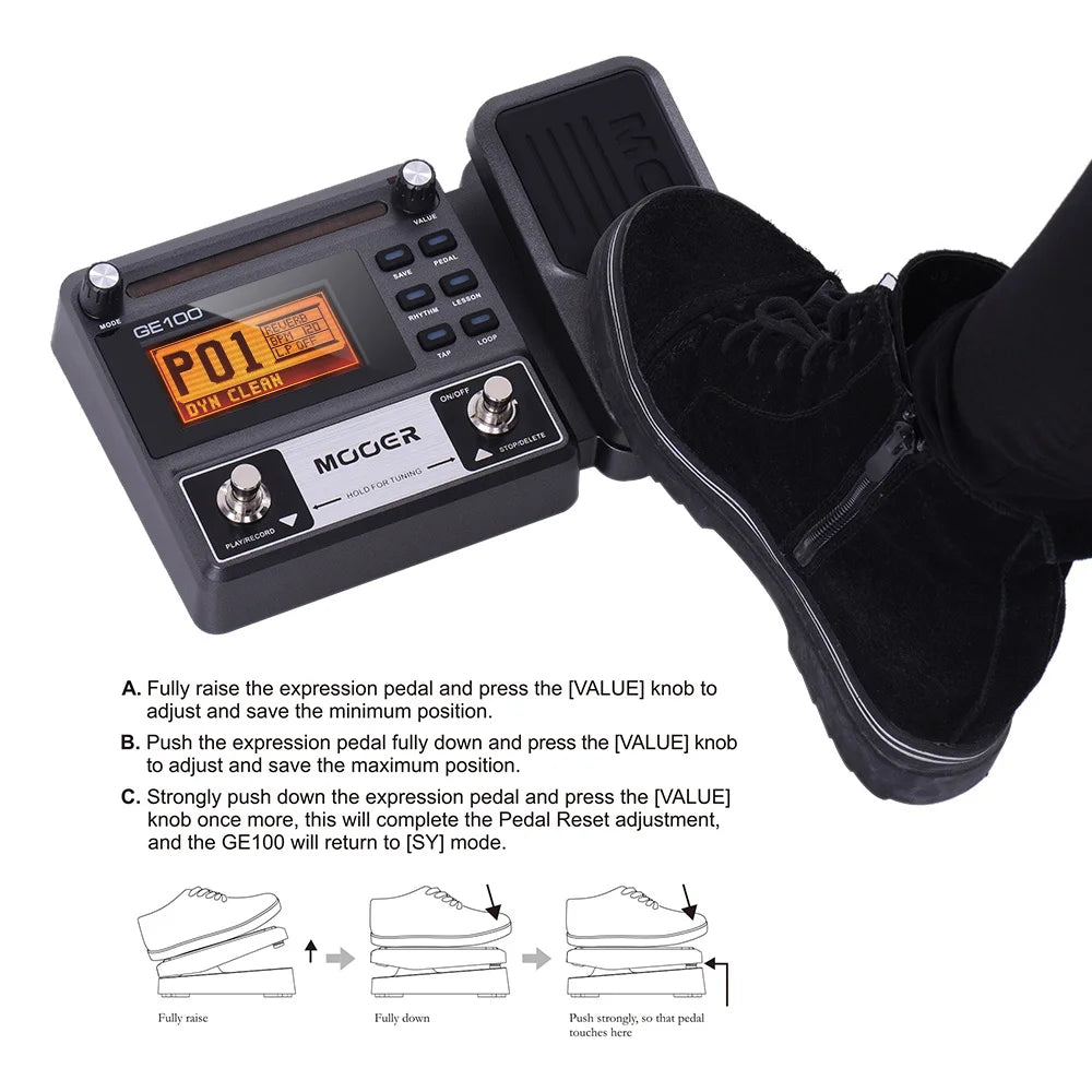 MOOER GE100 Guitar Multi-Effects Processor – Loop Recording & Tuner