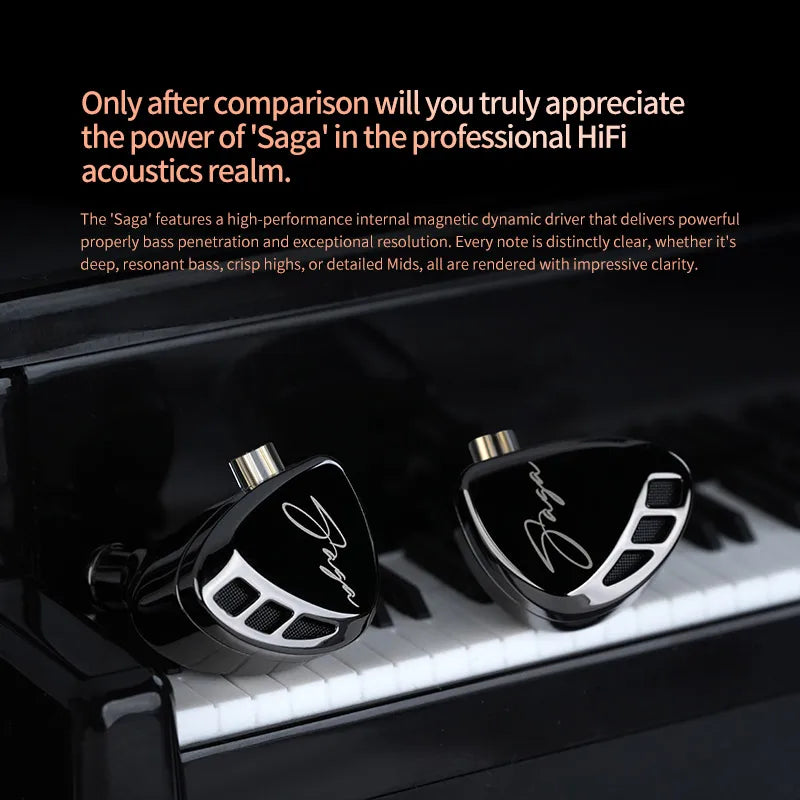 KZ Saga In-Ear Earphones – HiFi Stereo Bass with 2-Pin Cable