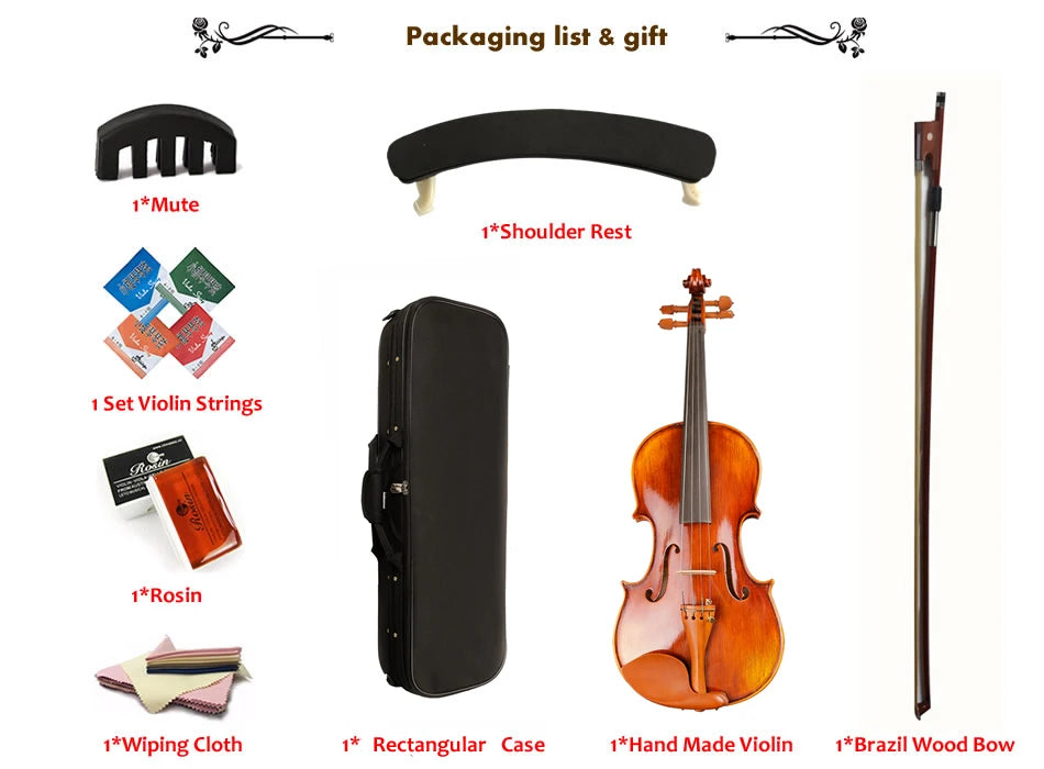 TONGLING 4/4 Professional Violin – Handcrafted Maple with Case