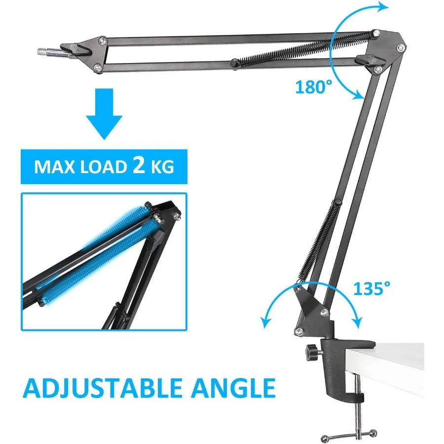 YOUSHARES AT2020 Mic Stand – Boom Arm with Pop Filter & Foam Windshield