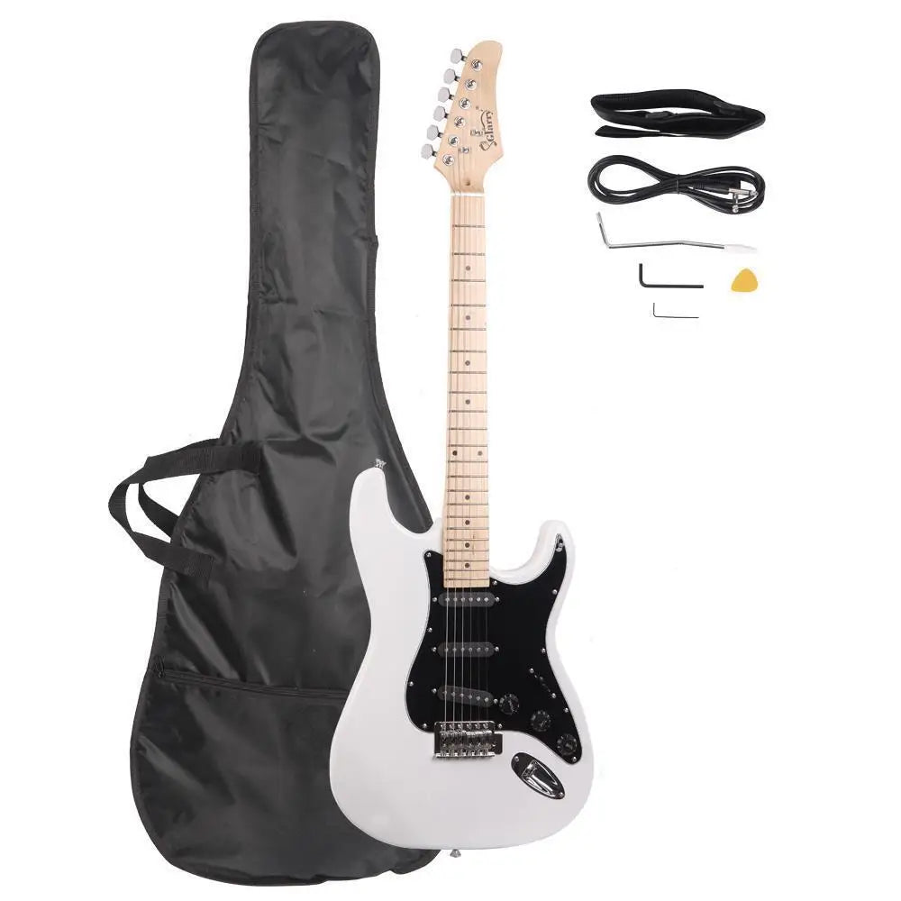 Glarry 6-String Right-Handed Bass Guitar Kit – White with Bag