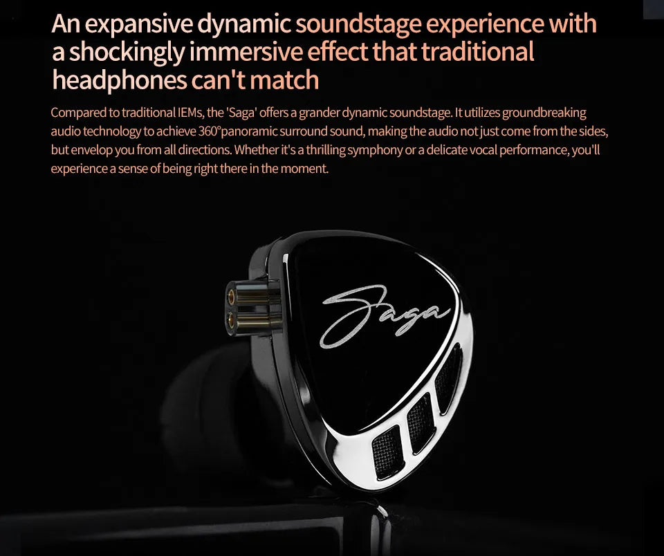 KZ Saga In-Ear Earphones – HiFi Stereo Bass with 2-Pin Cable