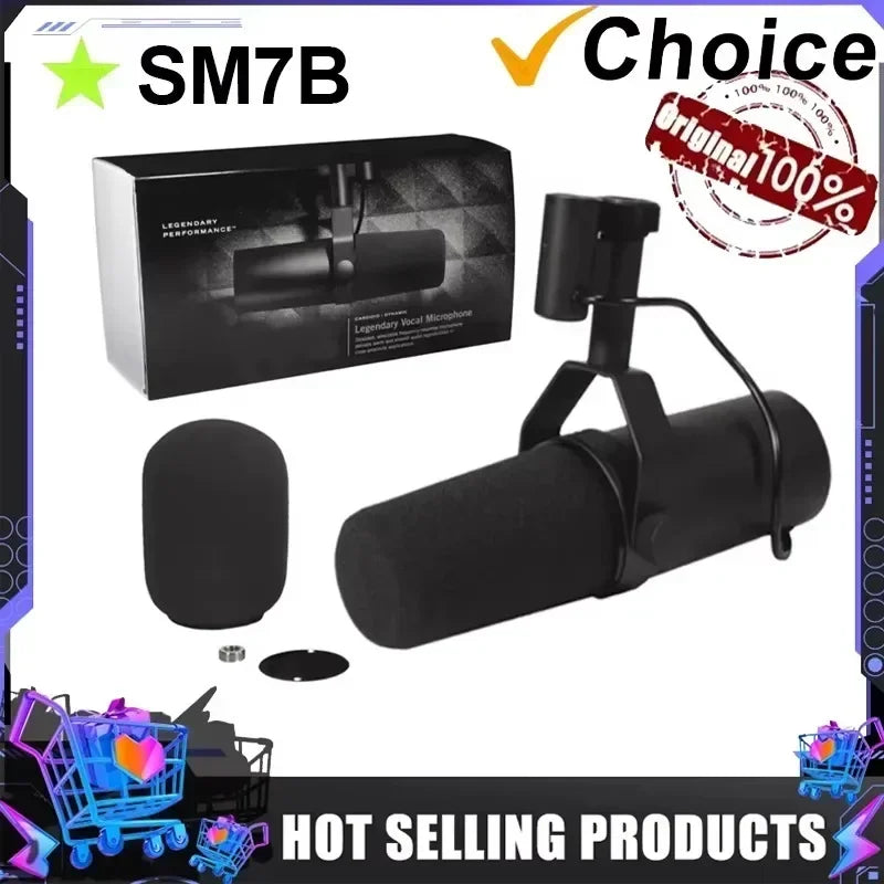 SM7B Dynamic Microphone – Cardioid Studio & Podcast Mic in Black