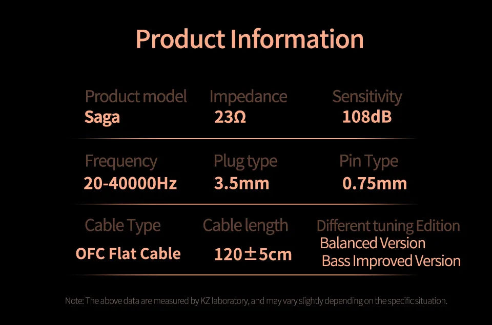 KZ Saga In-Ear Earphones – HiFi Stereo Bass with 2-Pin Cable