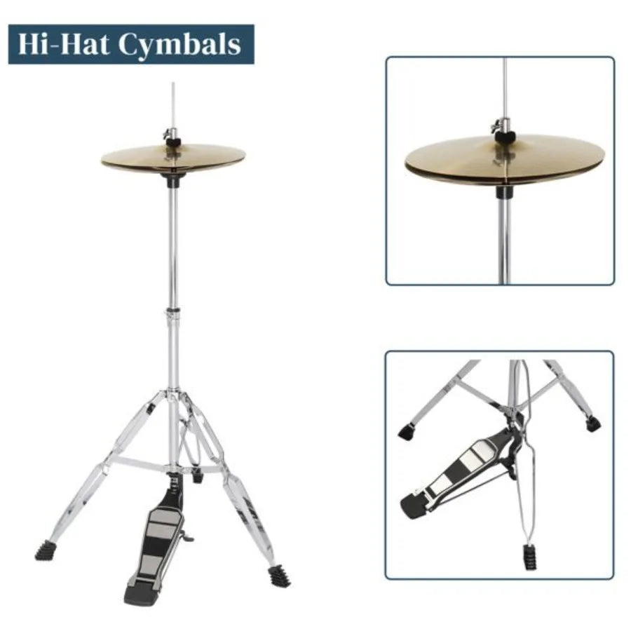 MCH 5-Piece Full-Size Drum Set – Black with Cymbals & Stool