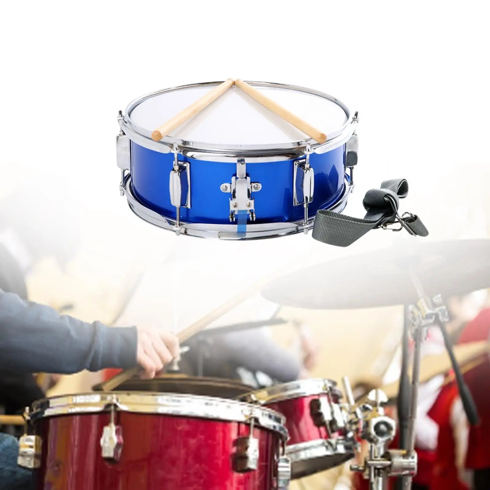 13" Blue Snare Drum with Strap – Educational Instrument