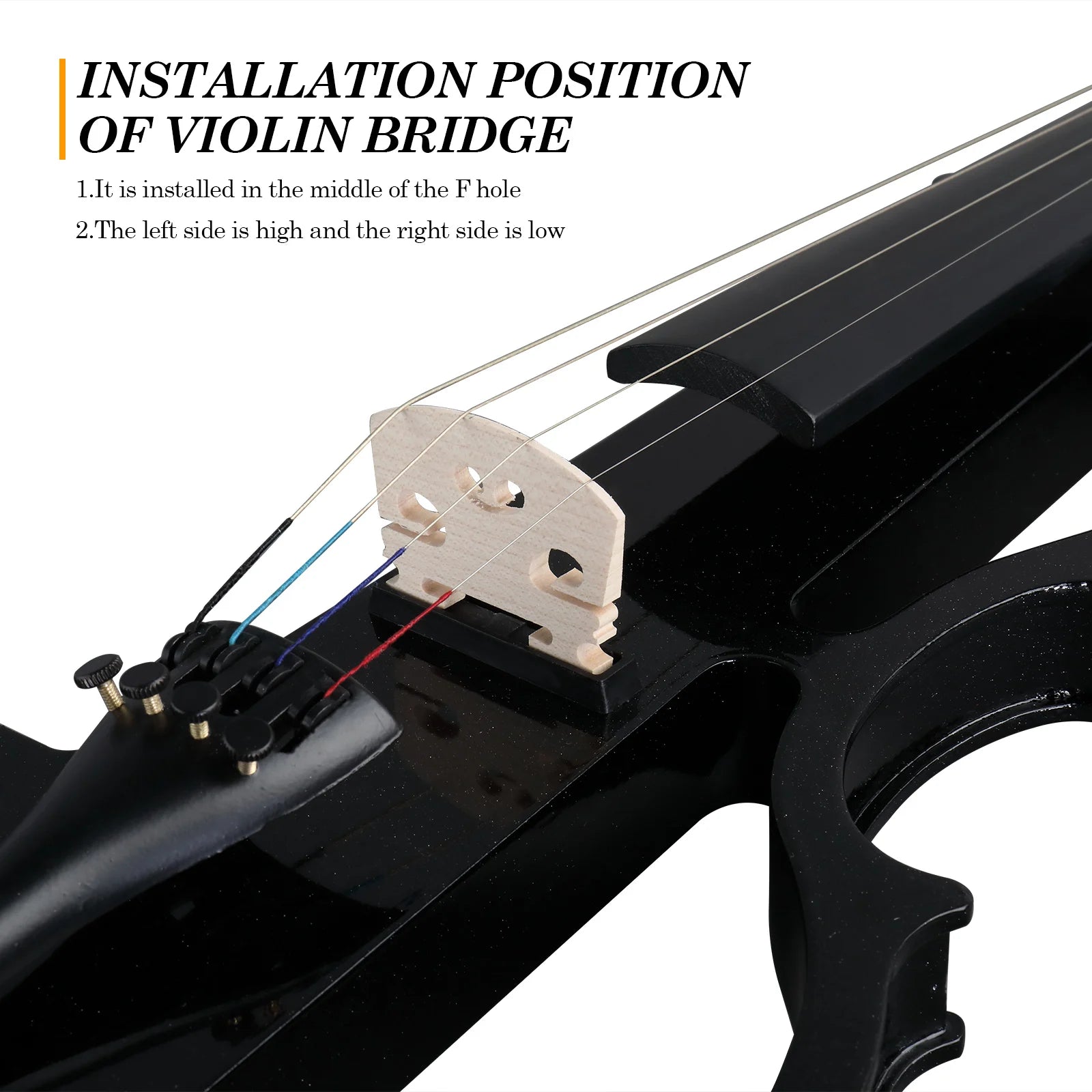 Full Size 4/4 Bunnel Edge Electric Silent Violin – Black with Case, Bow & Accessories