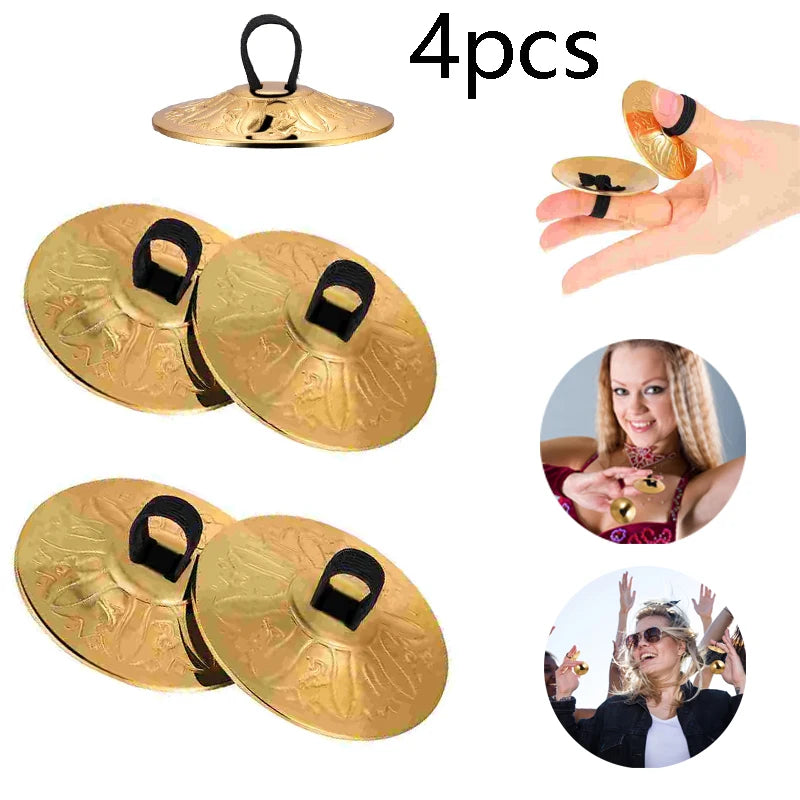 4pcs Copper Finger Cymbals – Belly Dance Mini Percussion