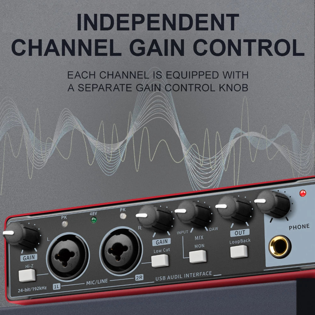 MD22 Portable USB Sound Card – 48V Phantom Power, 24-bit/192kHz Audio Interface