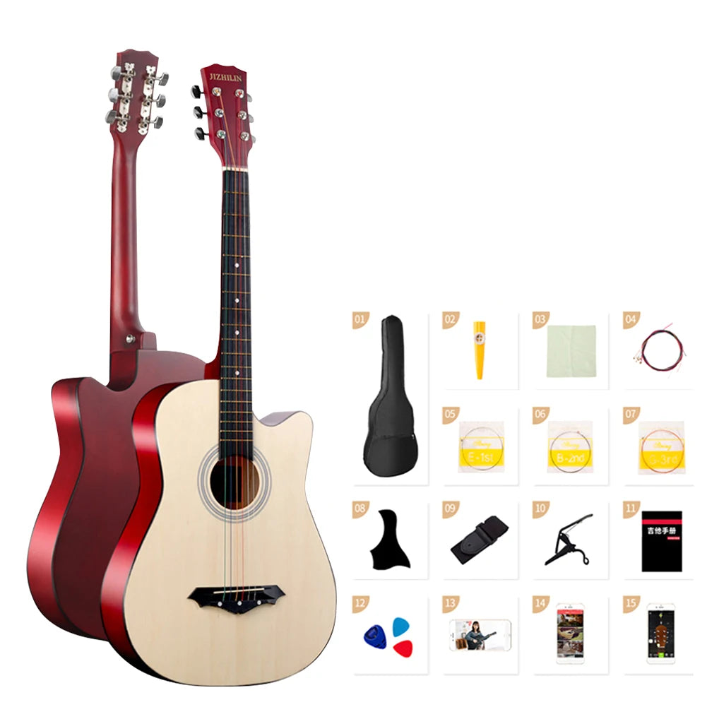 38" Student Acoustic Guitar Starter Kit – Basswood for Kids & Beginners