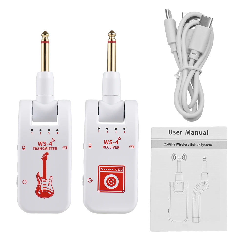 2.4G Wireless Guitar System – Rechargeable Transmitter & Receiver for Bass/Electric