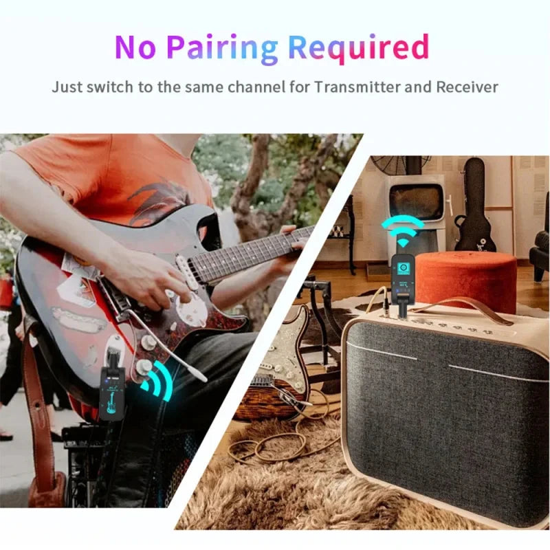2.4G Wireless Guitar System – Rechargeable Transmitter & Receiver for Bass/Electric