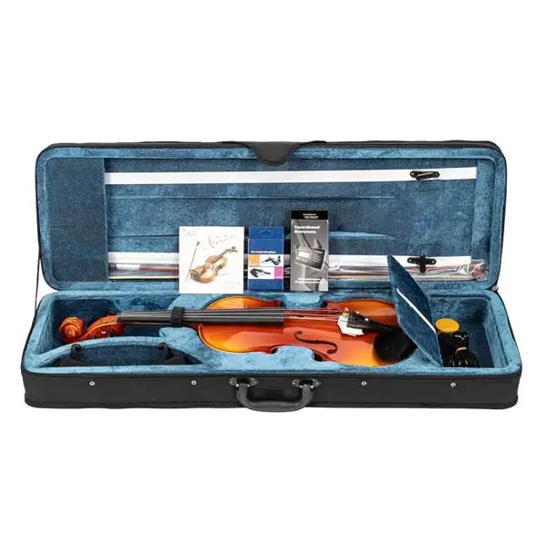 4/4 Spruce Violin – Natural Wood with Rectangular Case & Octagonal Bow