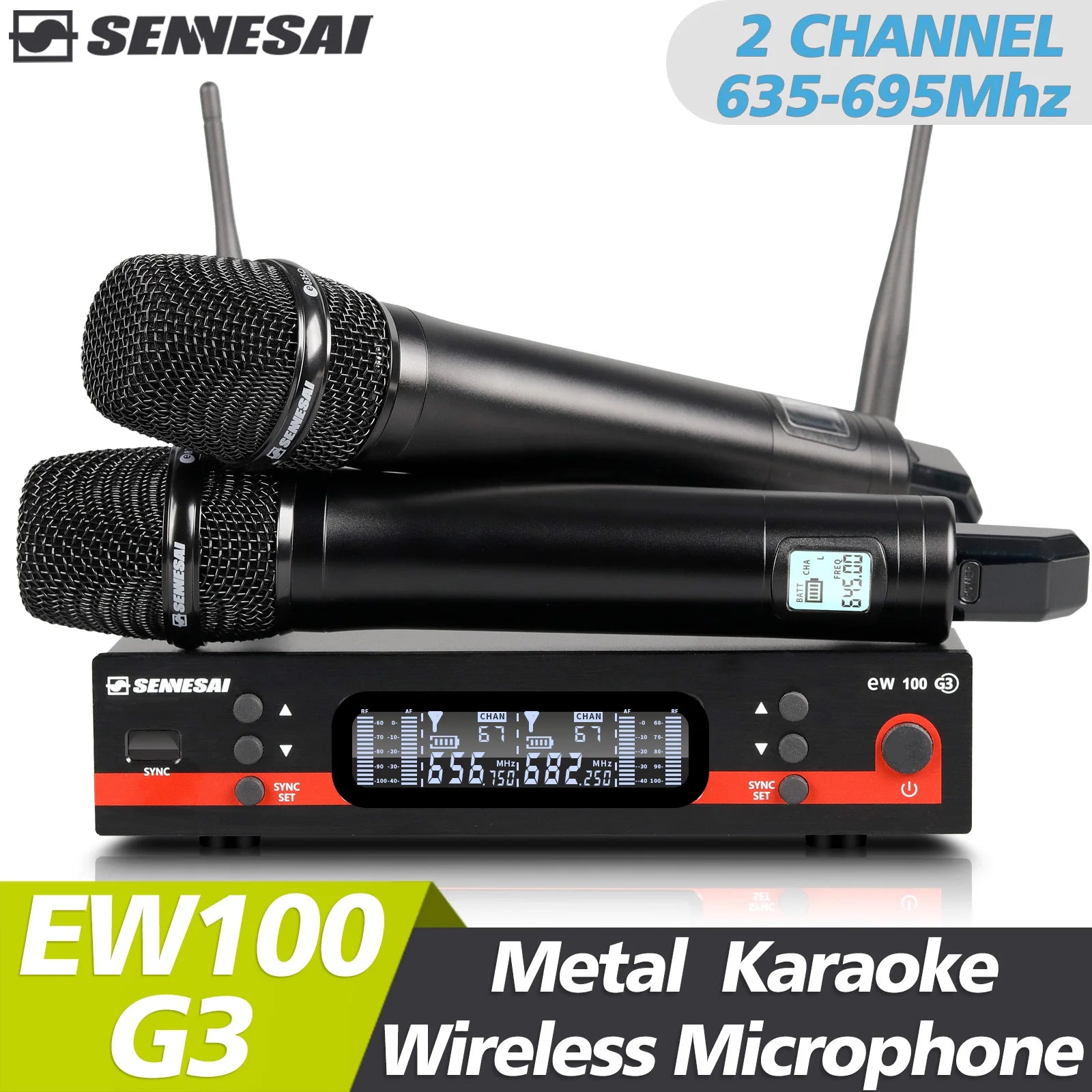 SENNESAI EW100G3 Dual Wireless Microphone System – UHF 2-Channel