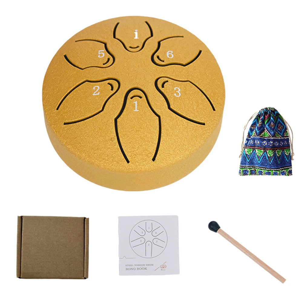 3" Steel Tongue Drum – 6 Notes Hand Pan for Meditation & Yoga