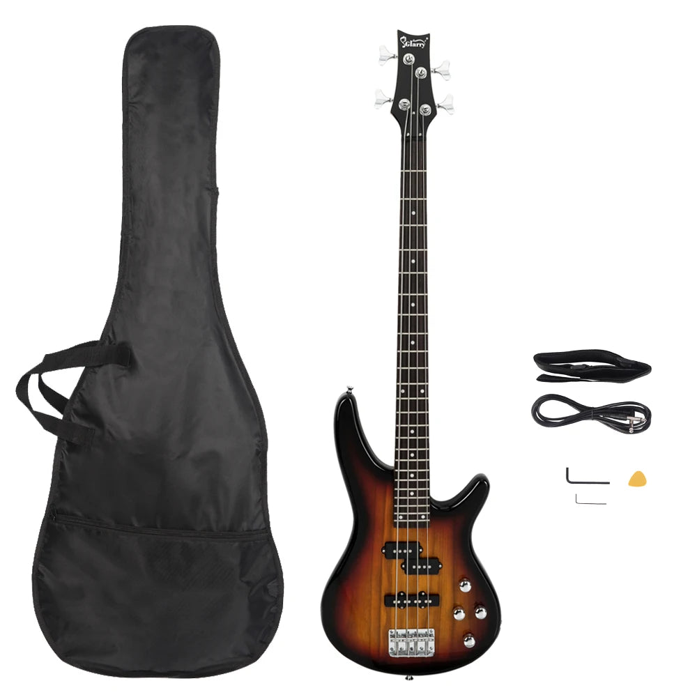GIB 4-String Electric Bass Guitar – 24 Frets, Sunset Finish