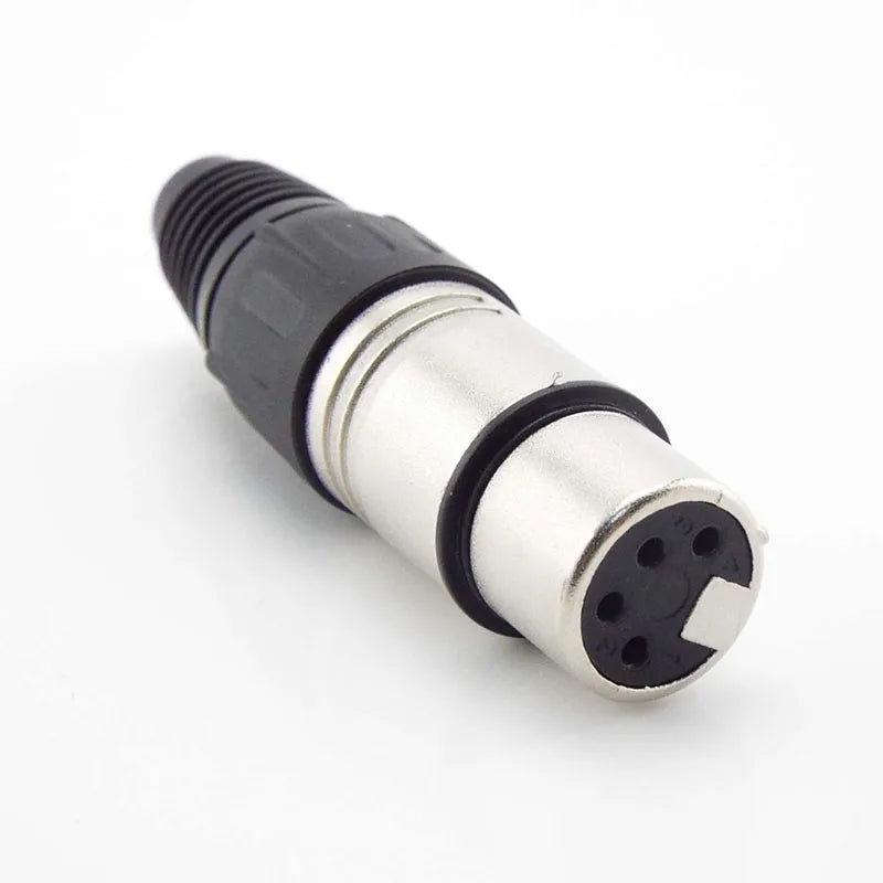 3-Pin/4-Pin XLR Audio Cable Connector – Mic Male Plug & Female Jack Adapter