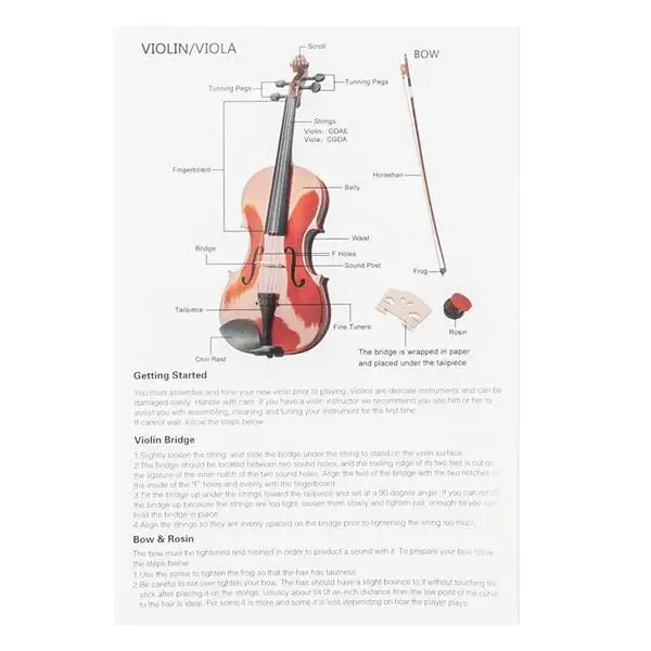 4/4 Spruce Violin – Natural Wood with Rectangular Case & Octagonal Bow