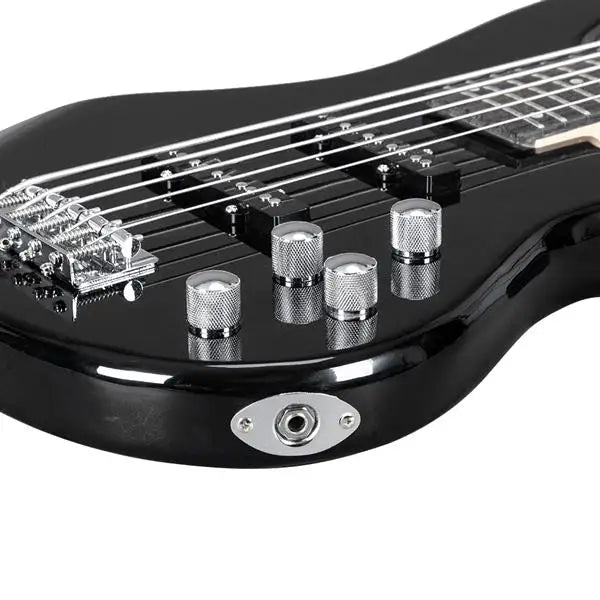 GIB 5-String Electric Bass Guitar – Black with Bag & Accessories