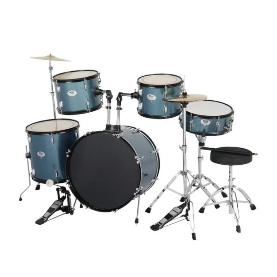 MCH 5-Piece Full-Size Drum Set – Black with Cymbals & Stool