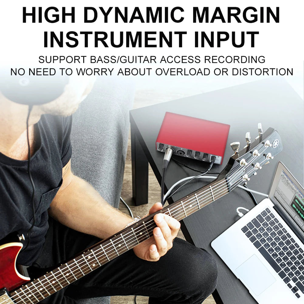 MD22 Portable USB Sound Card – 48V Phantom Power, 24-bit/192kHz Audio Interface
