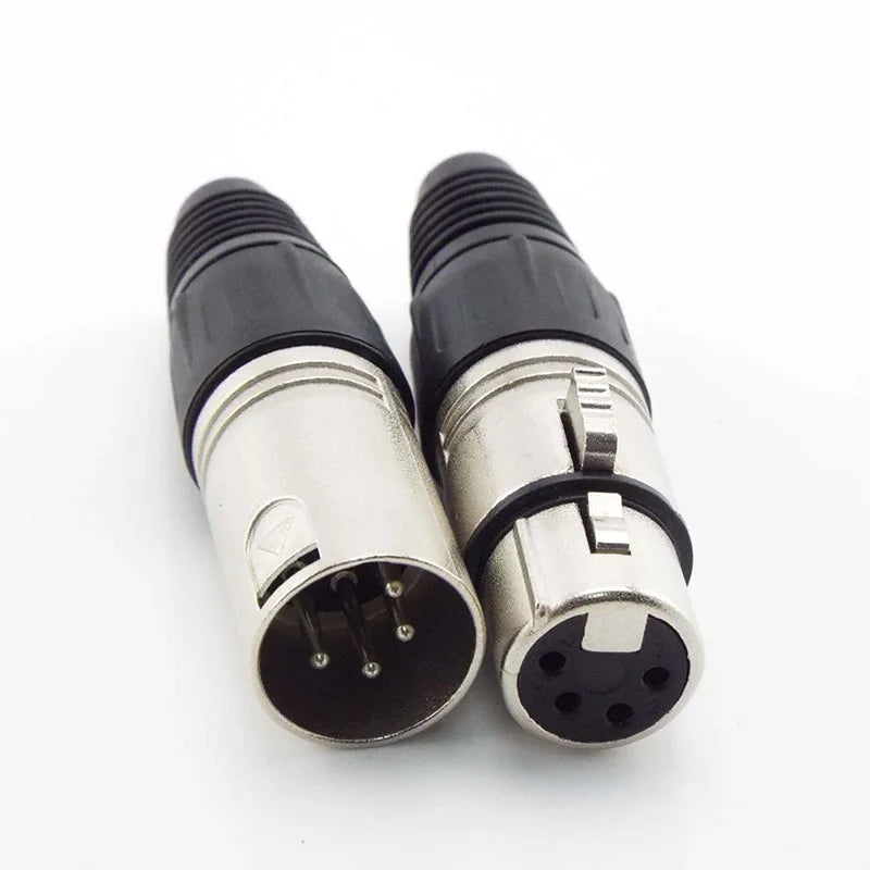 3-Pin/4-Pin XLR Audio Cable Connector – Mic Male Plug & Female Jack Adapter
