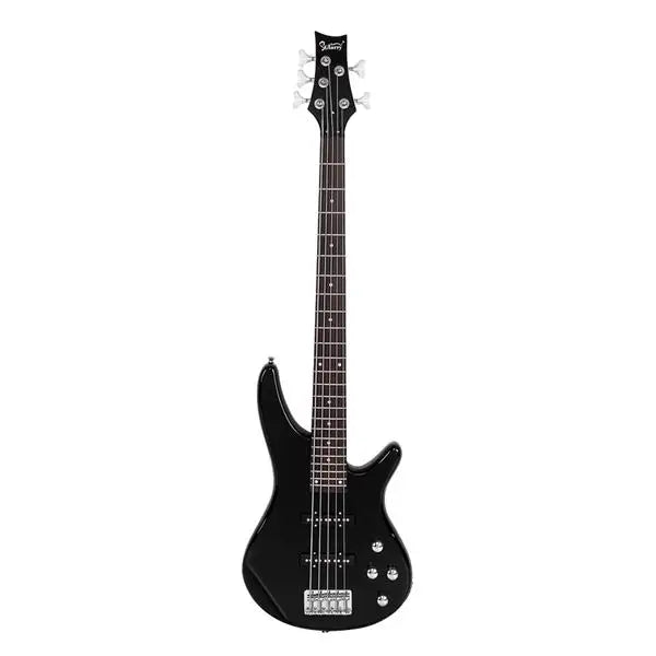 GIB 5-String Electric Bass Guitar – Black with Bag & Accessories