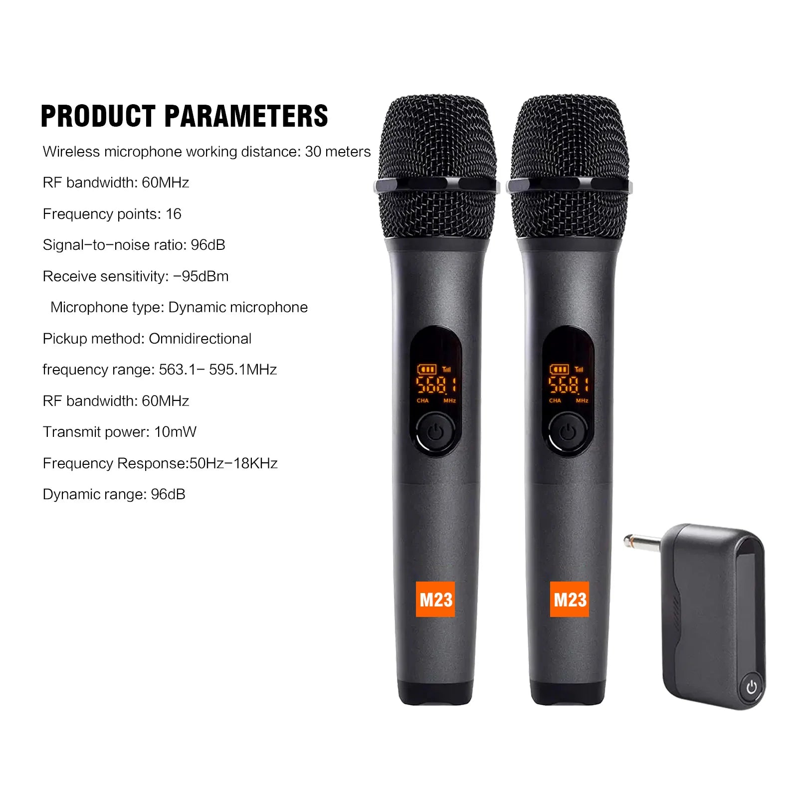 M23 UHF Wireless Microphone System – 2-Channel Handheld Mics