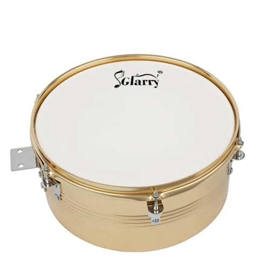 Glarry 13/14" Timbales Drum Set – Golden with Stand & Cowbell