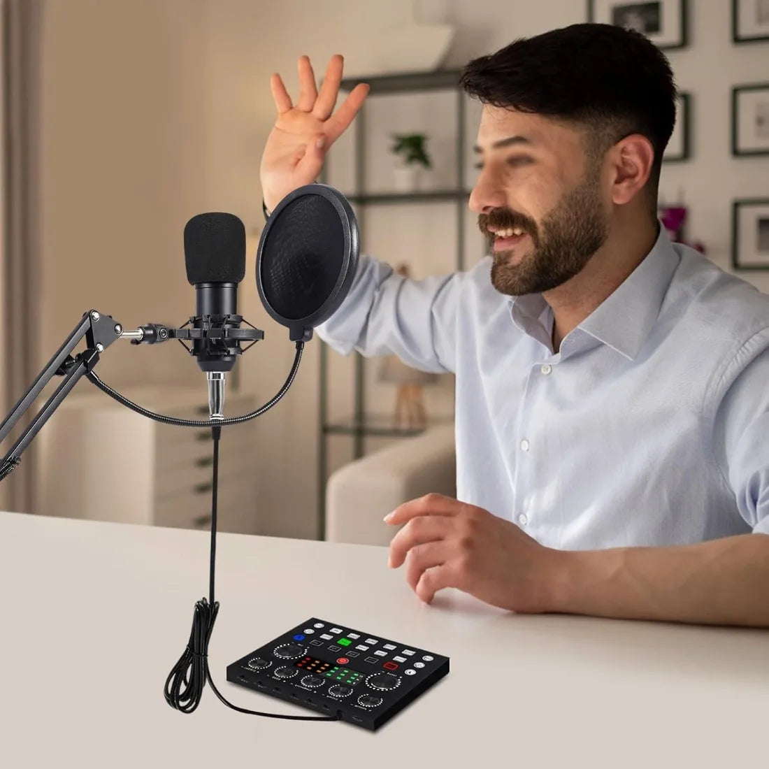 Podcast Sound Card Bundle – BM800 Mic with 192kHz Audio & Effects