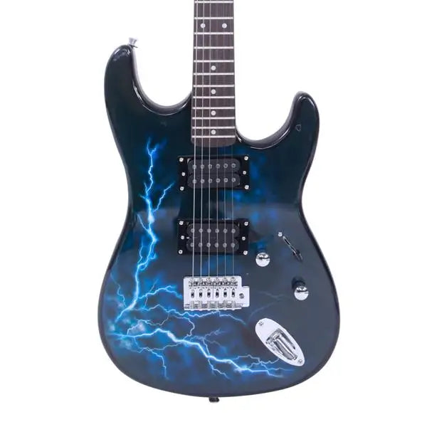 22-Fret Electric Guitar Bundle – Black & Dark Blue with Accessories
