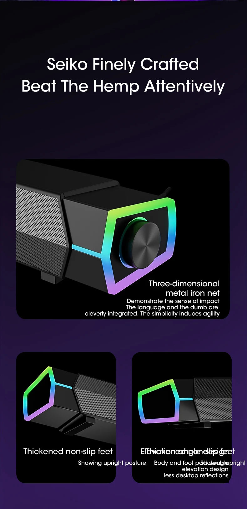 4D Bluetooth 5.0 Soundbar – Stereo Speakers with Subwoofer