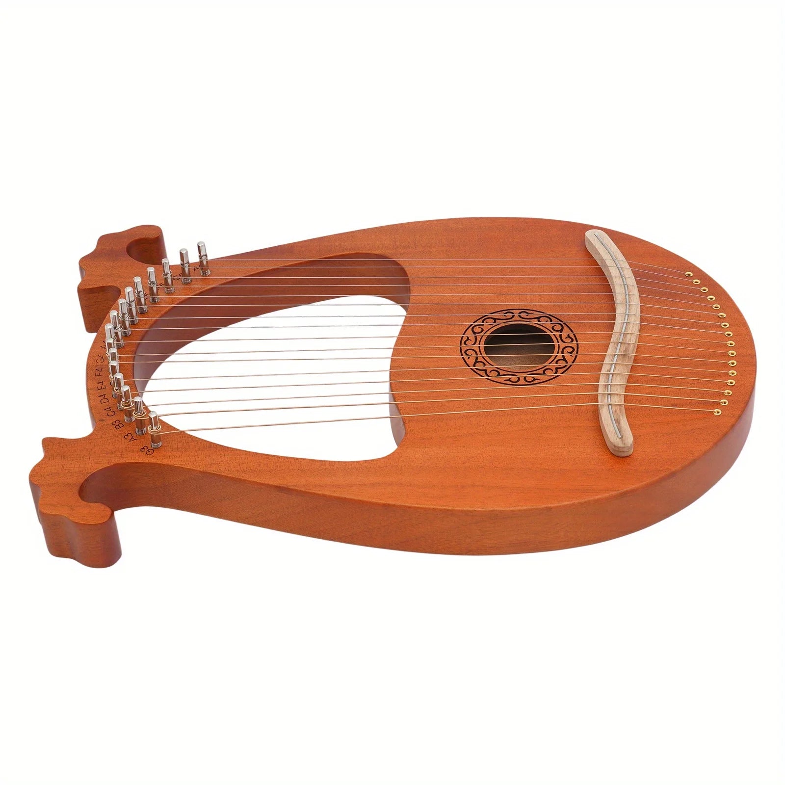 16-String Mahogany Lyre Harp – Portable Musical Instrument