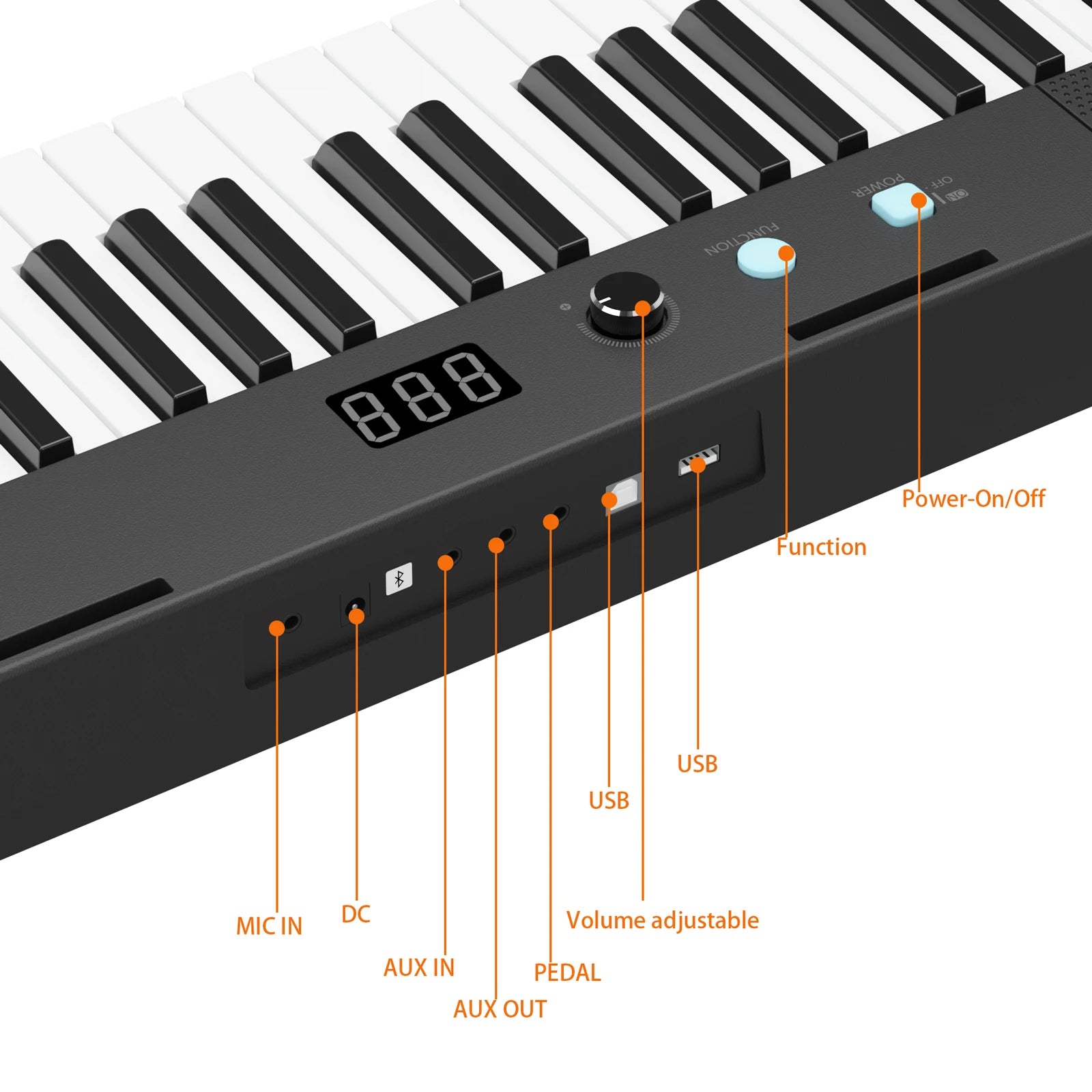 61-Key Portable Electric Keyboard – Semi-Weighted with Built-In Speakers