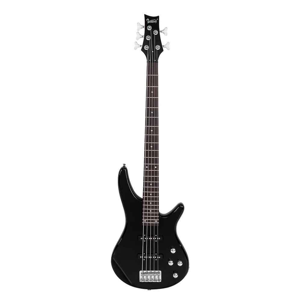 GIB 5-String Electric Bass Guitar – Black with Bag & Accessories