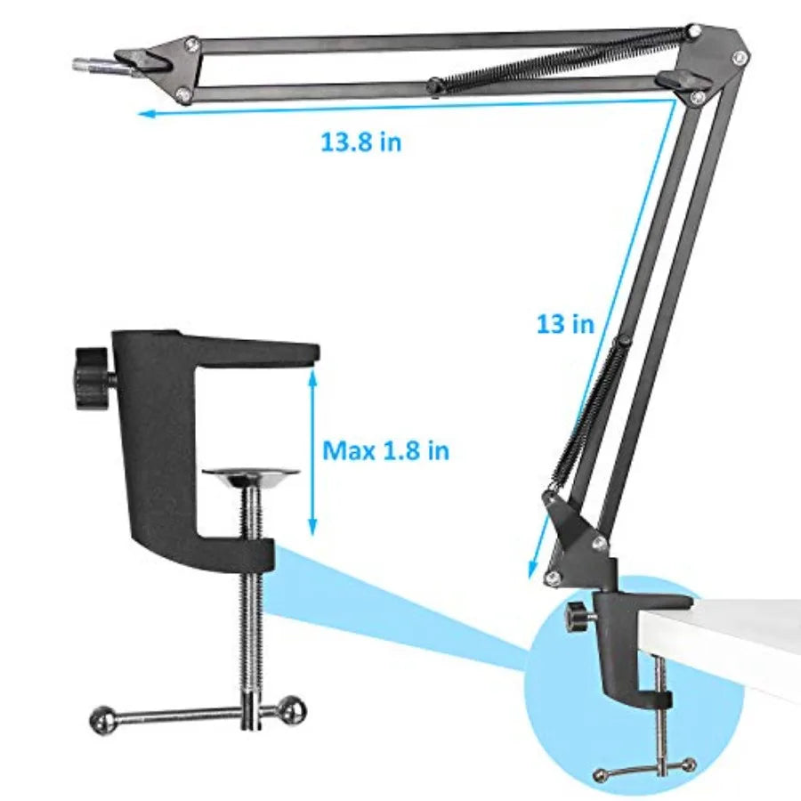 Adjustable Mic Boom Arm – Compatible with QuadCast, Blue Yeti & More