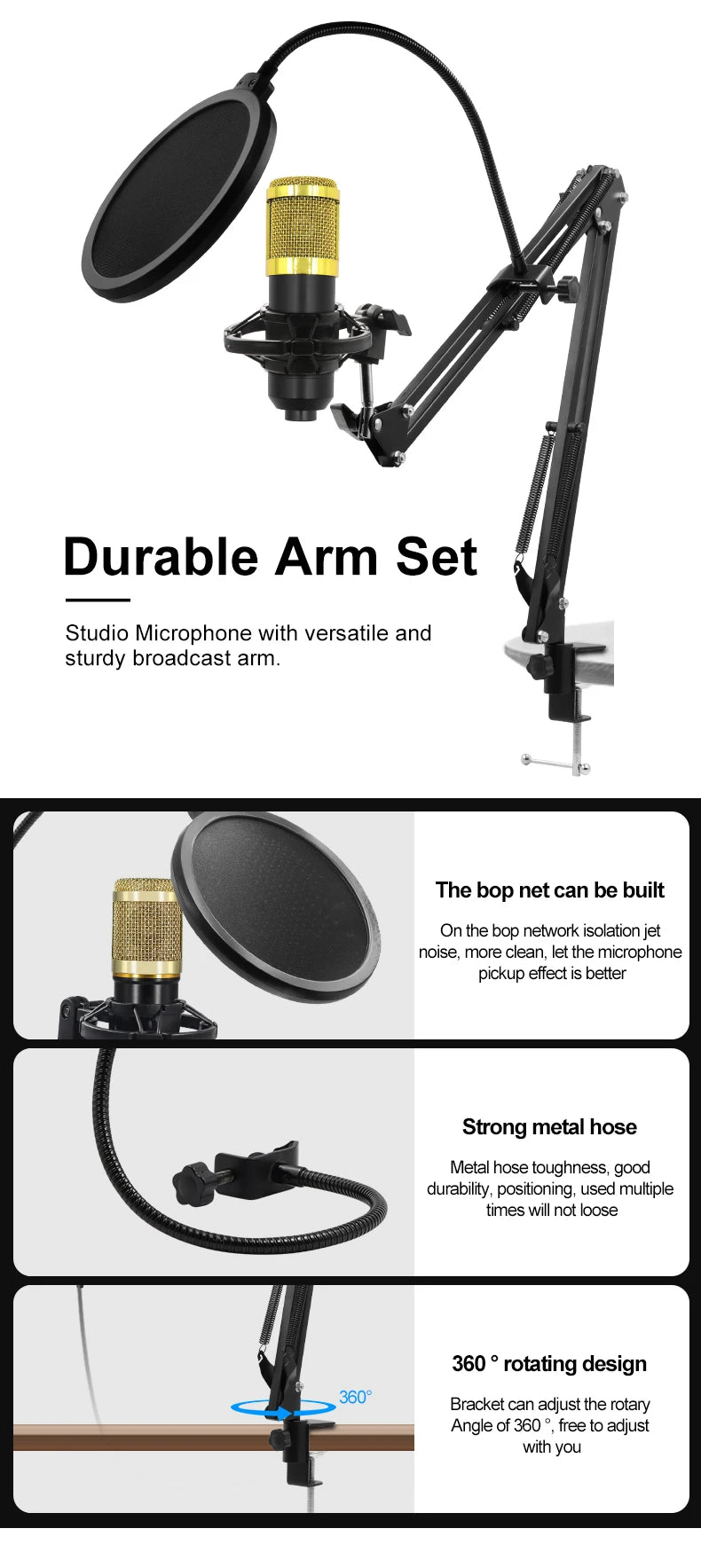 BM-800 Condenser Microphone – Studio Mic for Karaoke, Gaming & Recording