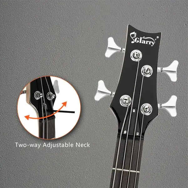 GIB 4-String Electric Bass Guitar – 24 Frets, Sunset Finish