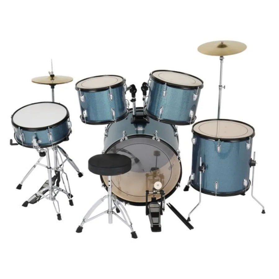 MCH 5-Piece Full-Size Drum Set – Black with Cymbals & Stool