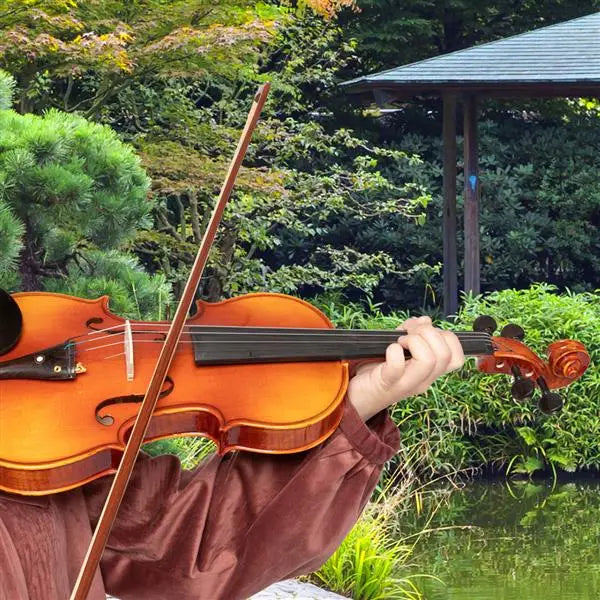 4/4 Spruce Violin – Natural Wood with Rectangular Case & Octagonal Bow