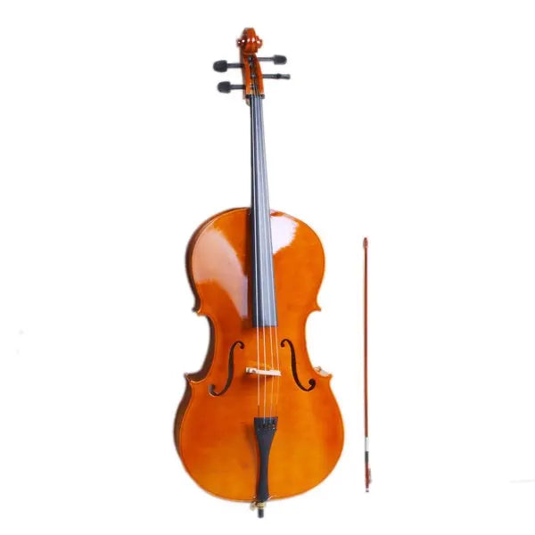 4/4 Full Size Wooden Cello – With Bag, Bow, Rosin & Bridge (Natural)