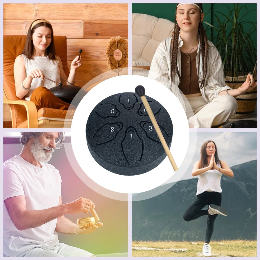 3" Steel Tongue Drum – 6 Notes Hand Pan for Meditation & Yoga