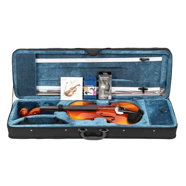 4/4 Spruce Violin – Natural Wood with Rectangular Case & Octagonal Bow