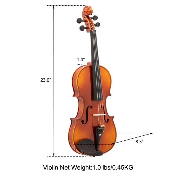 4/4 Spruce Violin – Natural Wood with Rectangular Case & Octagonal Bow