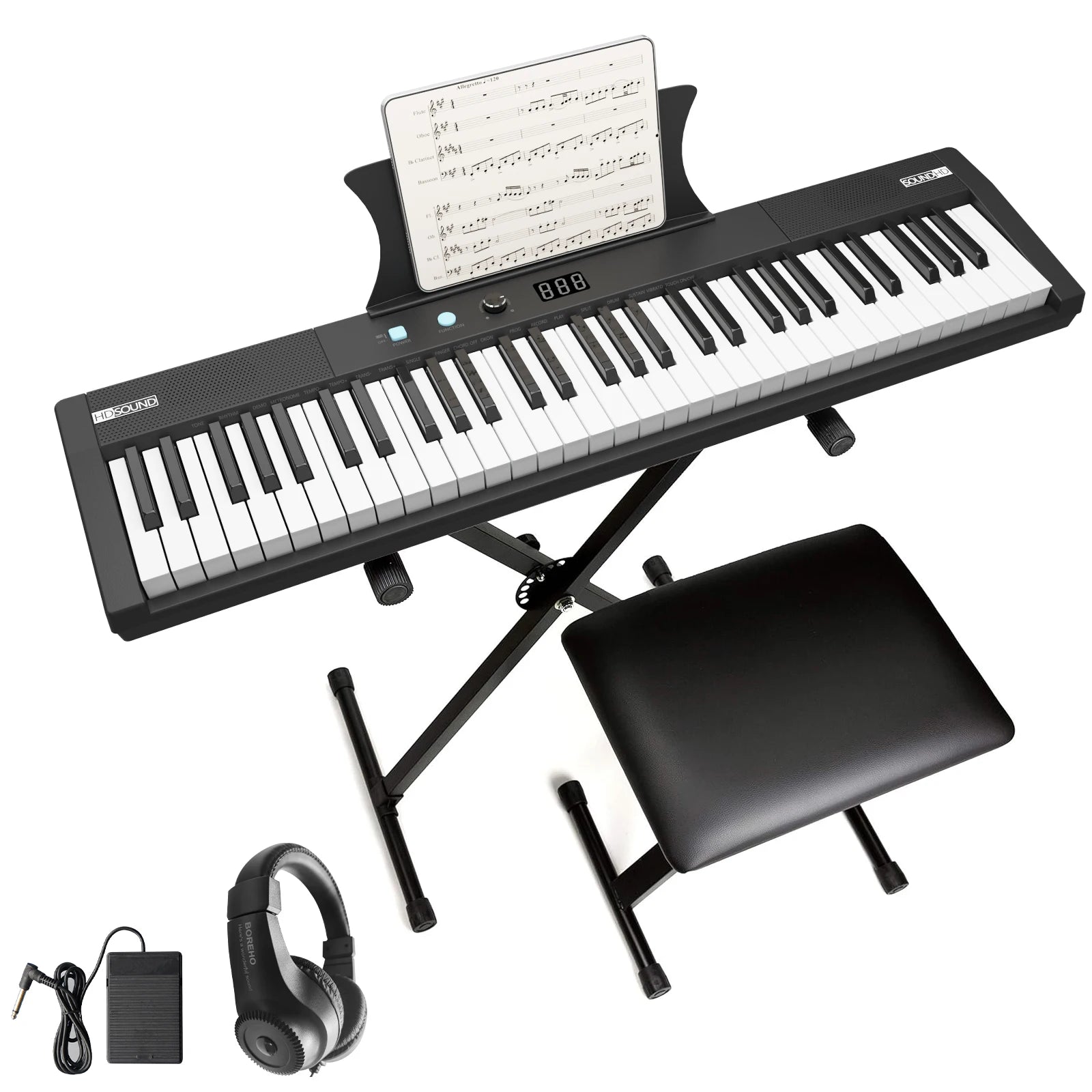 61-Key Portable Electric Keyboard – Semi-Weighted with Built-In Speakers