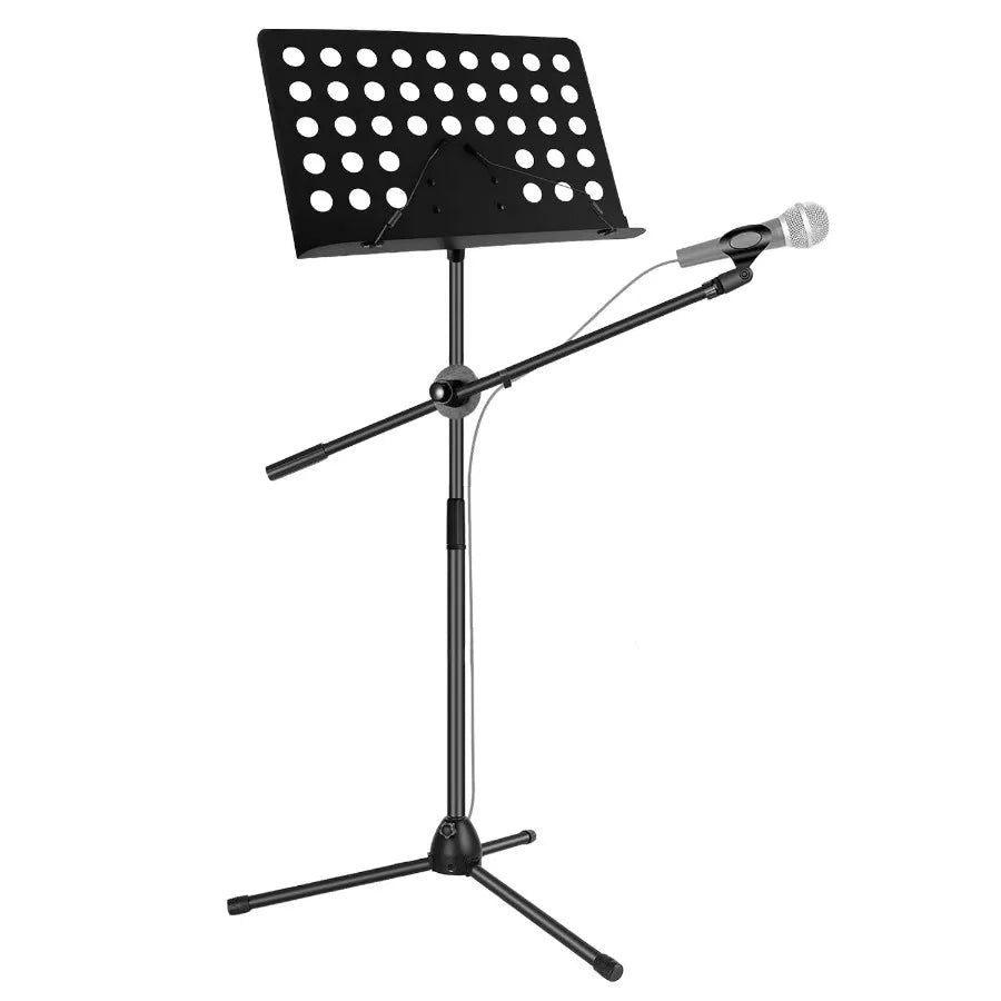 5 Core Adjustable Music Stand – Foldable Sheet Holder with Mic Mount