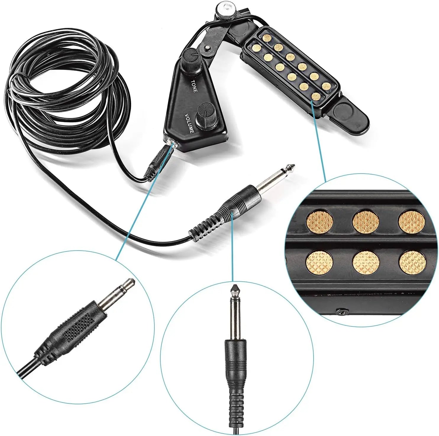 Miwayer P-011 Acoustic Guitar Pickup – Magnetic Soundhole with Controls