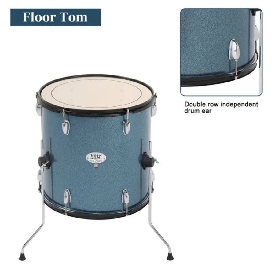 MCH 5-Piece Full-Size Drum Set – Black with Cymbals & Stool