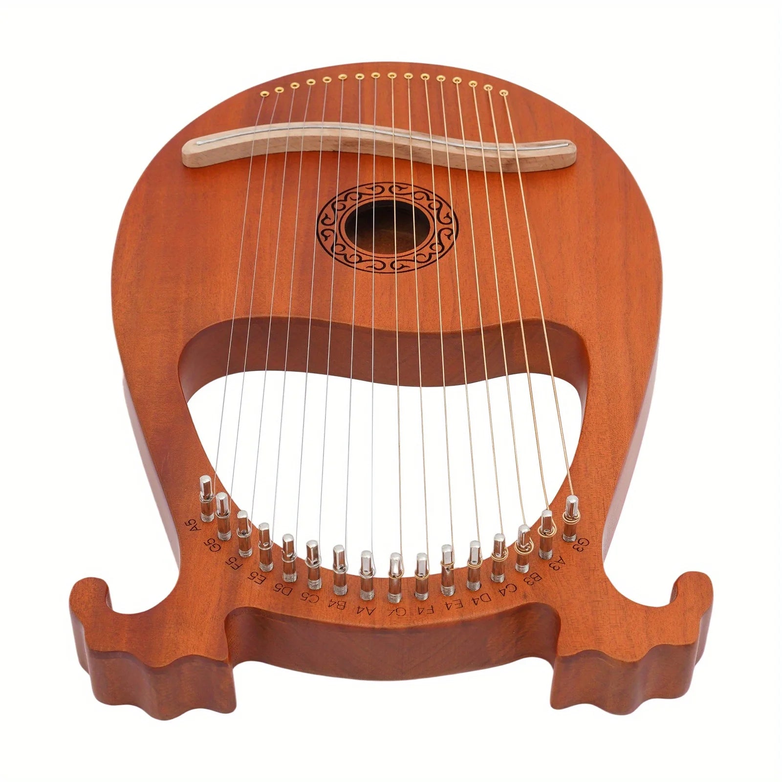 16-String Mahogany Lyre Harp – Portable Musical Instrument