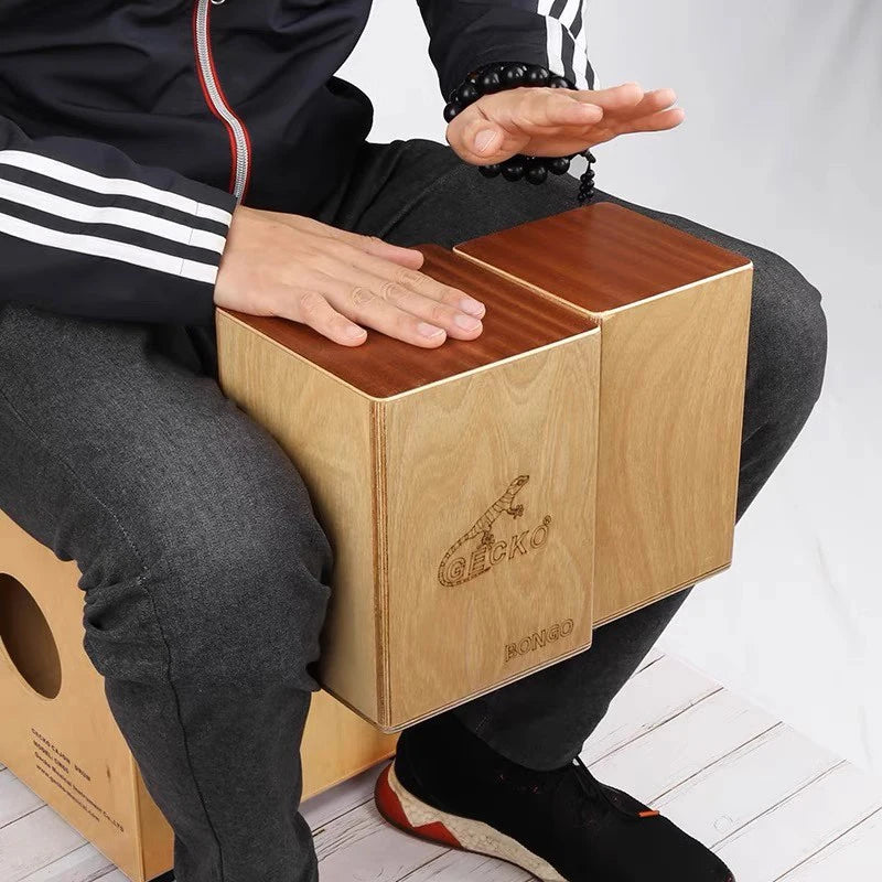 Solid Wood Bongo Cajon Drum – Travel Hand Percussion